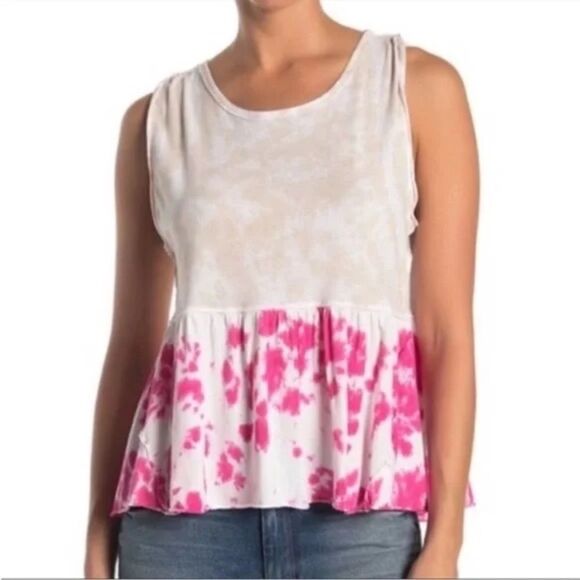 Free People We The Free Any Time Sleeveless Tie Dye Peplum Top Sz S - Picture 2 of 7